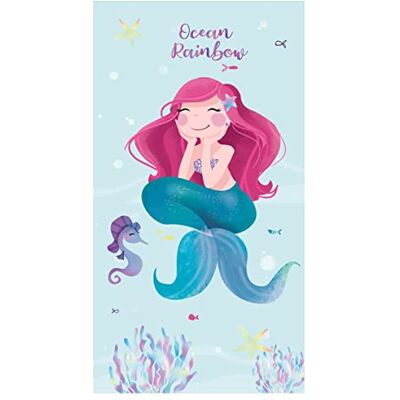 Theonoi Toalha de banho para crianças, toalha de praia, toalha de duche, 100% algodão, 70 x 140 cm, design de sereia Theonoi Toalha de banho para crianças, toalha de praia, toalha de duche, 100% algodão, 70 x 140 cm, design de sereia