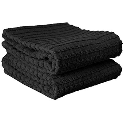 Ritz Toalhas de cozinha, algodão, preto, sólido, pacote de 2 Ritz Toalhas de cozinha, algodão, preto, sólido, pacote de 2