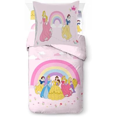 Jay Franco Disney Princesas – Conjunto de cama com lençol e fronha de almofada: Roupa de cama macia e aconchegante, produto com licença oficial, arco-íris, 3 peças, individual Jay Franco Disney Princesas – Conjunto de cama com lençol e fronha de almofada: Roupa de cama macia e aconchegante, produto com licença oficial, arco-íris, 3 peças, individual