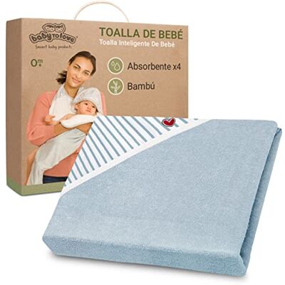 BabyToLove Toalha de banho bebé XL com capuz e fecho de velcro, fibra de bambu macia, hipoalergénico e super absorvente, saída de banho recém-nascido e berçário, Blue Stripes BabyToLove Toalha de banho bebé XL com capuz e fecho de velcro, fibra de bambu macia, hipoalergénico e super absorvente, saída de banho recém-nascido e berçário, Blue Stripes