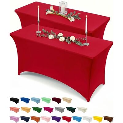 Utopia Kitchen 2 pacotes de toalhas de mesa retangulares de poliéster (6 pés 183 cm) elásticas de elastano, cobre mesas para casamentos, bares, artesanato, exposições (vermelhas) Utopia Kitchen 2 pacotes de toalhas de mesa retangulares de poliéster (6 pés 183 cm) elásticas de elastano, cobre mesas para casamentos, bares, artesanato, exposições (vermelhas)