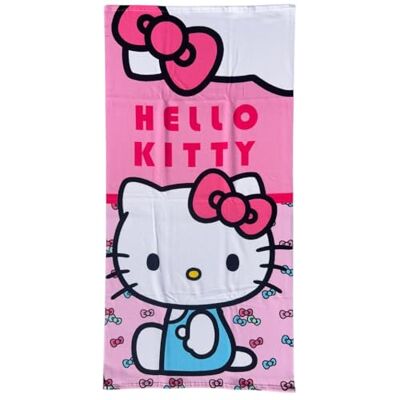 Cartoon Toalha de praia Hello Kitty 70 x 140 cm microfibra 100% poliéster 245 gsm absorvente e secagem rápida, leve e compacta, ideal para praia e piscina, design rosa com laço icónico Cartoon Toalha de praia Hello Kitty 70 x 140 cm microfibra 100% poliéster 245 gsm absorvente e secagem rápida, leve e compacta, ideal para praia e piscina, design rosa com laço icónico
