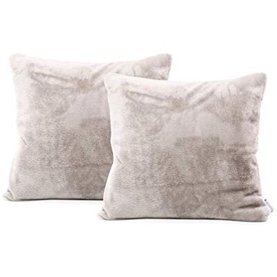 DecoKing 2 fronhas de almofada de 45 x 45 cm, rofibra, fecho de correr, forro polar, cor bege, creme DecoKing 2 fronhas de almofada de 45 x 45 cm, rofibra, fecho de correr, forro polar, cor bege, creme