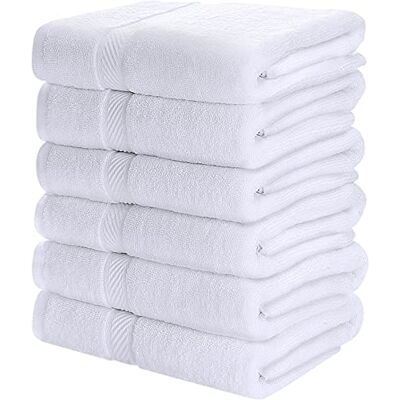 Utopia Towels Pacote de 6 Conjunto de Toalhas de Banho, 100% Algodão Filado em Anel (60 x 120 CM) Alta absorção, Secagem rápida, Toalhas de Hotel, SPA e Banho de Primeira Qualidade (Branco) Utopia Towels Pacote de 6 Conjunto de Toalhas de Banho, 100% Algodão Filado em Anel (60 x 120 CM) Alta absorção, Secagem rápida, Toalhas de Hotel, SPA e Banho de Primeira Qualidade (Branco)