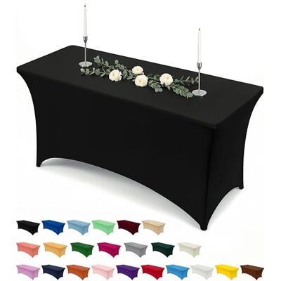 Utopia Kitchen 1 embalagem de toalhas de mesa retangulares de poliéster (4 pés 122 cm) elásticas de elastano, cobre mesas para casamentos, bares, artesanato, exposições (preto) Utopia Kitchen 1 embalagem de toalhas de mesa retangulares de poliéster (4 pés 122 cm) elásticas de elastano, cobre mesas para casamentos, bares, artesanato, exposições (preto)
