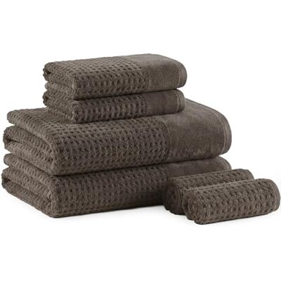 Madison Park Spa Waffle Conjunto de toalhas luxuosas 100 % algodão, tecido waffle de textura premium, altamente absorvente, secagem rápida, qualidade de hotel e spa, roupa de lavagem para casa de Madison Park Spa Waffle Conjunto de toalhas luxuosas 100 % algodão, tecido waffle de textura premium, altamente absorvente, secagem rápida, qualidade de hotel e spa, roupa de lavagem para casa de
