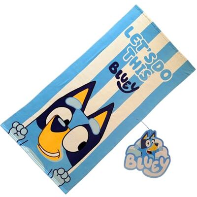 Bluey Toalha infantil 70 x 140 cm microfibra macia e absorvente secagem rápida, design oficial de praia, piscina e casa de banho, presente ideal para crianças e fãs Bluey Toalha infantil 70 x 140 cm microfibra macia e absorvente secagem rápida, design oficial de praia, piscina e casa de banho, presente ideal para crianças e fãs