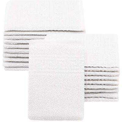 ZOLLNER 20 luvas de banho com greca, branco, 16 x 22 cm, 80% algodão ZOLLNER 20 luvas de banho com greca, branco, 16 x 22 cm, 80% algodão