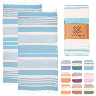 MOMOMUS Embalagem de 2 fronhas XL ou toalhas de praia grandes de algodão 100 % absorvente, ultra macia e compacta ideal como páreo de praia ou toalha de piscina turquesa, 90 x 180 cm MOMOMUS Embalagem de 2 fronhas XL ou toalhas de praia grandes de algodão 100 % absorvente, ultra macia e compacta ideal como páreo de praia ou toalha de piscina turquesa, 90 x 180 cm
