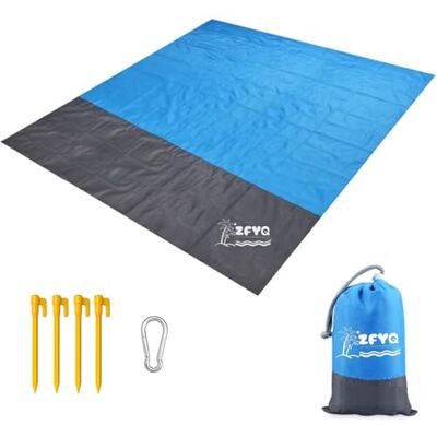 ZFYQ Tapetes de praia, 200 x 210 cm, manta de piquenique com 4 estaca fixa para a praia acampar piquenique e outra atividade ao ar livre ZFYQ Tapetes de praia, 200 x 210 cm, manta de piquenique com 4 estaca fixa para a praia acampar piquenique e outra atividade ao ar livre