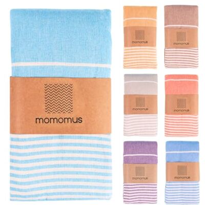 MOMOMUS Fouta Praia XXL, com franjas e 100% algodão, ideal como toalha de praia grande anti-areia, manta de piquenique sem areia, páreo gigante ou tapete de piscina, turquesa, 210 x 240 cm MOMOMUS Fouta Praia XXL, com franjas e 100% algodão, ideal como toalha de praia grande anti-areia, manta de piquenique sem areia, páreo gigante ou tapete de piscina, turquesa, 210 x 240 cm