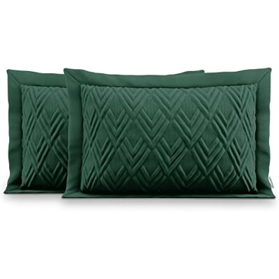 AmeliaHome 2 fronhas ultra-sonic de dupla face, 50 x 70 cm, cor verde-escuro AmeliaHome 2 fronhas ultra-sonic de dupla face, 50 x 70 cm, cor verde-escuro