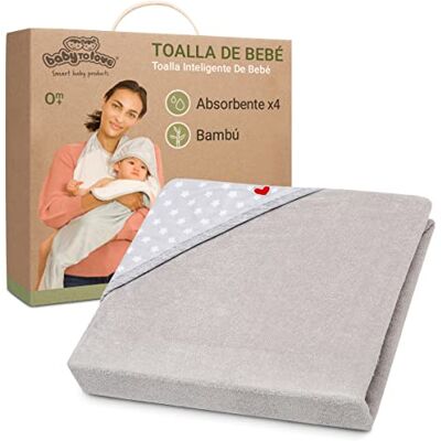 BabyToLove Toalha de banho bebé XL com capuz e fecho de velcro, fibra de bambu macia, hipoalergénico e super absorvente, saída de banho recém-nascido e berçário, White Stars BabyToLove Toalha de banho bebé XL com capuz e fecho de velcro, fibra de bambu macia, hipoalergénico e super absorvente, saída de banho recém-nascido e berçário, White Stars