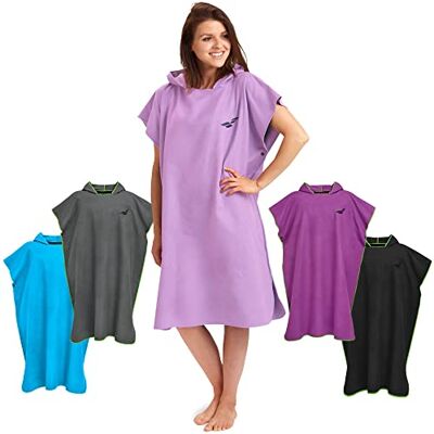 Fit-Flip Poncho de surf leve, compacto e de secagem rápida toalha para mudar para mulheres e homens roupão de banho natação de microfibra praia (lilás, tamanho: L) Fit-Flip Poncho de surf leve, compacto e de secagem rápida toalha para mudar para mulheres e homens roupão de banho natação de microfibra praia (lilás, tamanho: L)