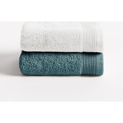 BOHEME Conjunto de 2 Toalhas Bicolor de Lavabo Harmony Branco e Azul Petróleo 2 (50x100) 100% Algodão Zero Twist 600 g/m² Macias, Absorventes e de Secagem Rápida Laváveis na Máquina Incluye 2(50x100 cm). 100% algodón Zero Twist 600 g/m². S BOHEME Conjunto de 2 Toalhas Bicolor de Lavabo Harmony Branco e Azul Petróleo 2 (50x100) 100% Algodão Zero Twist 600 g/m² Macias, Absorventes e de Secagem Rápida Laváveis na Máquina Incluye 2(50x100 cm). 100% algodón Zero Twist 600 g/m². S