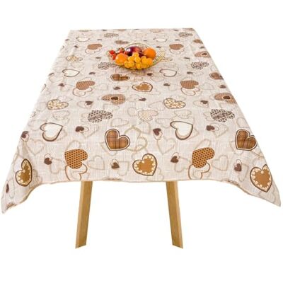 texpot Hule 130 x 160 cm com corações, lavável, impermeável, poliéster, toalha de jardim texpot Hule 130 x 160 cm com corações, lavável, impermeável, poliéster, toalha de jardim