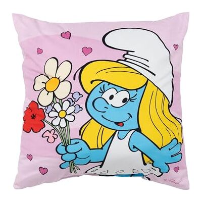 United Almofada decorativa de peluche dos Smurfs, cor-de-rosa, 40 x 40 cm United Almofada decorativa de peluche dos Smurfs, cor-de-rosa, 40 x 40 cm