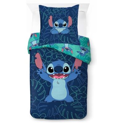 Jay Franco Kids Disney Lilo e Stitch Conjunto de capa de edredão roupa de cama macia 100 % algodão com fronha de almofada, produto com licença oficial, azul-marinho, 2 peças para cama de solteiro Jay Franco Kids Disney Lilo e Stitch Conjunto de capa de edredão roupa de cama macia 100 % algodão com fronha de almofada, produto com licença oficial, azul-marinho, 2 peças para cama de solteiro