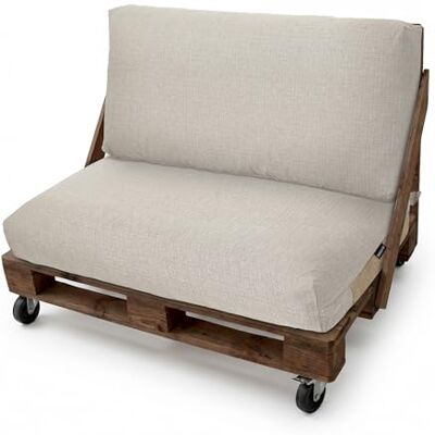 HAPPERS Almofadas para paletes Set 120 x 80 e 120 x 45 pedra, Naylim Olefin Enchimento Foam-EPS-Plus, anti-manchas, respiráveis, destacáveis, sistema AquOut de secagem rápida HAPPERS Almofadas para paletes Set 120 x 80 e 120 x 45 pedra, Naylim Olefin Enchimento Foam-EPS-Plus, anti-manchas, respiráveis, destacáveis, sistema AquOut de secagem rápida