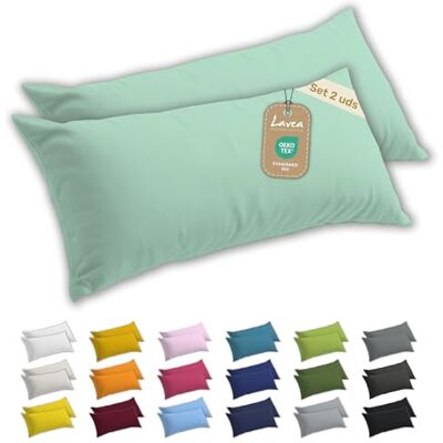 Lavea ® Conjunto de 2 fronhas laterais 40 x 145 cm, capas de almofada laterais, 100 % algodão, malha macia e respirável, com fecho de correr YKK de qualidade, Oeko-Tex, verde eucalipto Lavea ® Conjunto de 2 fronhas laterais 40 x 145 cm, capas de almofada laterais, 100 % algodão, malha macia e respirável, com fecho de correr YKK de qualidade, Oeko-Tex, verde eucalipto