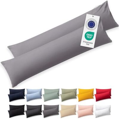 Blumtal Fronha de Almofada 40x145 cm 100% Algodão Macio Cinzento Conjunto de 2 Fronhas de Almofada 40x145 Fronhas de almofada com Certificado Oeko-Tex, para Almofadas e Travesseiros Blumtal Fronha de Almofada 40x145 cm 100% Algodão Macio Cinzento Conjunto de 2 Fronhas de Almofada 40x145 Fronhas de almofada com Certificado Oeko-Tex, para Almofadas e Travesseiros