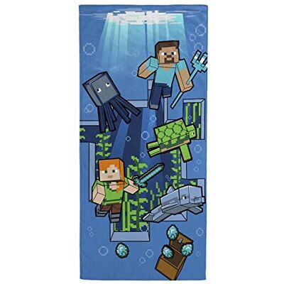 Jay Franco Minecraft aventura submarina toalha de praia 71 cm x 147 cm 100 % algodão Jay Franco Minecraft aventura submarina toalha de praia 71 cm x 147 cm 100 % algodão