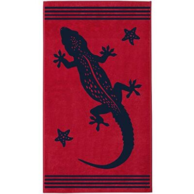 Delindo Lifestyle Toalha de praia GECO vermelha, 100% algodão, feita de algodão egípcio, 100 x 180 cm grande Delindo Lifestyle Toalha de praia GECO vermelha, 100% algodão, feita de algodão egípcio, 100 x 180 cm grande