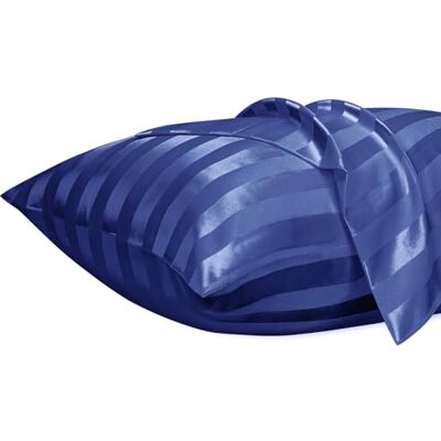 Lirex 2 Pacotes de Capa de Almofada de Cetim 40x70cm, Macia como uma Capa de Almofada de Seda, Capas com Fecho de Cremalheira, Protege Cabelo e Pele, Listras Azul Marinho Lirex 2 Pacotes de Capa de Almofada de Cetim 40x70cm, Macia como uma Capa de Almofada de Seda, Capas com Fecho de Cremalheira, Protege Cabelo e Pele, Listras Azul Marinho