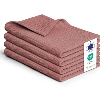 Blumtal toalha de cozinha 50x70cm em conjunto de 4 panos de cozinha 100% algodão laváveis a 60°C design de gofre cor Rosa Blumtal toalha de cozinha 50x70cm em conjunto de 4 panos de cozinha 100% algodão laváveis a 60°C design de gofre cor Rosa