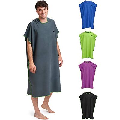 Fit-Flip Poncho de surf roupão de banho natação de microfibra praia toalha para mudar para mulheres e homens leve, compacto e de secagem rápida (cinzento escuro-verde, tamanho: L) Fit-Flip Poncho de surf roupão de banho natação de microfibra praia toalha para mudar para mulheres e homens leve, compacto e de secagem rápida (cinzento escuro-verde, tamanho: L)