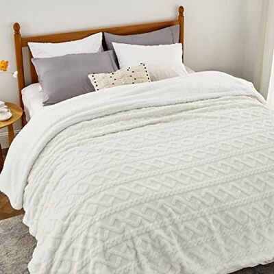 Bedsure Manta Macia e Esponjosa Manta de Forro Polar Manta com Estampa de Quadrados, Mantas Macias e Quentes e Aconchegantes com Quadrados para Cama, Branco Tejido Jacquard Reversible Con Forro Sherpa, Espeso Y Suave Para El Invierno, Versátil Para Sofá Bedsure Manta Macia e Esponjosa Manta de Forro Polar Manta com Estampa de Quadrados, Mantas Macias e Quentes e Aconchegantes com Quadrados para Cama, Branco Tejido Jacquard Reversible Con Forro Sherpa, Espeso Y Suave Para El Invierno, Versátil Para Sofá