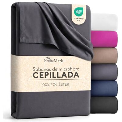 NatureMark Lençol sem elástico, 180 x 275 cm, lençol plano de microfibra, escovado e tecido, macio e respirável, resistente a rugas, de secagem rápida e fácil de cuidar, cinzento antracite NatureMark Lençol sem elástico, 180 x 275 cm, lençol plano de microfibra, escovado e tecido, macio e respirável, resistente a rugas, de secagem rápida e fácil de cuidar, cinzento antracite