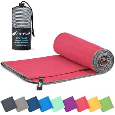 Fit-Flip Toalha de microfibra, para ginásio e praia, compacta, ultra-luz, grande e de secagem rápida, toalhas de microfibras de natação, ginástica, viagem e piscina (50 x 100 cm coral, cinzento) Fit-Flip Toalha de microfibra, para ginásio e praia, compacta, ultra-luz, grande e de secagem rápida, toalhas de microfibras de natação, ginástica, viagem e piscina (50 x 100 cm coral, cinzento)
