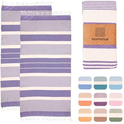 MOMOMUS Embalagem de 2 fronhas XL ou toalhas de praia grandes de algodão 100 % absorvente, ultra macia e compacta ideal como páreo de praia ou toalha de piscina lilás, 90 x 180 cm MOMOMUS Embalagem de 2 fronhas XL ou toalhas de praia grandes de algodão 100 % absorvente, ultra macia e compacta ideal como páreo de praia ou toalha de piscina lilás, 90 x 180 cm