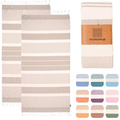 MOMOMUS Embalagem de 2 fronhas XL ou toalhas de praia grandes de algodão 100 % absorvente, ultra macia e compacta ideal como páreo de praia ou toalha de piscina bege, 90 x 180 cm MOMOMUS Embalagem de 2 fronhas XL ou toalhas de praia grandes de algodão 100 % absorvente, ultra macia e compacta ideal como páreo de praia ou toalha de piscina bege, 90 x 180 cm