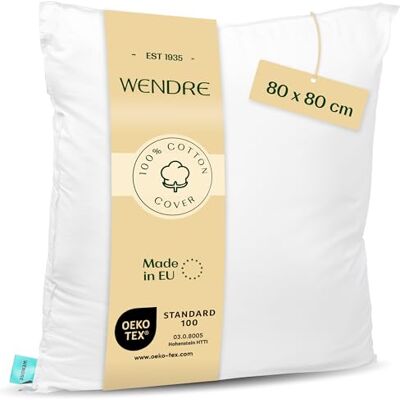 Wendre Almofadas respiráveis Sleep 80 x 80 cm, macias, 100 % algodão capa de percal, lavável, almofadas de luxo, duradouras, hipoalergénicas, certificadas Oeko-Tex para cama Wendre Almofadas respiráveis Sleep 80 x 80 cm, macias, 100 % algodão capa de percal, lavável, almofadas de luxo, duradouras, hipoalergénicas, certificadas Oeko-Tex para cama