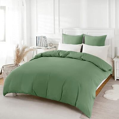 REDKEY Conjunto de cama 180, capa nórdica 260 x 220 cm e 2 fronhas 80 x 80 cm, microfibra macia (verde relva) REDKEY Conjunto de cama 180, capa nórdica 260 x 220 cm e 2 fronhas 80 x 80 cm, microfibra macia (verde relva)