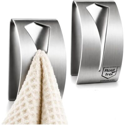 com-four ® 2X ganchos para toalhas autocolantes, toalheiro de aço abraçadeira para toalhas sem perfuração para casa de banho e cozinha com-four ® 2X ganchos para toalhas autocolantes, toalheiro de aço abraçadeira para toalhas sem perfuração para casa de banho e cozinha