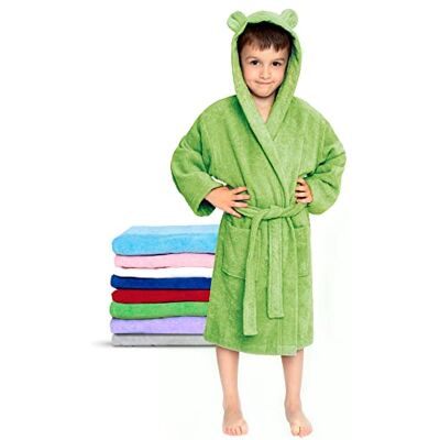 Twinzen Roupão de Crianças em Algodão Menino e Menina 100% Algodão OEKO-TEX® Bata de Banho com 2 Bolsos, Cinto e Capuz, verde, 7-8 anos Twinzen Roupão de Crianças em Algodão Menino e Menina 100% Algodão OEKO-TEX® Bata de Banho com 2 Bolsos, Cinto e Capuz, verde, 7-8 anos