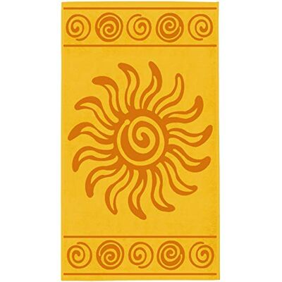 Delindo Lifestyle ® Toalha de praia sol amarelo, 100% algodão, feito de algodão egípcio, 100 x 180 cm grande Delindo Lifestyle ® Toalha de praia sol amarelo, 100% algodão, feito de algodão egípcio, 100 x 180 cm grande