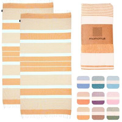 MOMOMUS Pack de 2 Foutas XL ou Toalhas de Praia Grandes de Algodão Absorvente, Ultrasuave e Compacta Ideal como Pareo de Praia ou Toalha de Piscina Mostarda, 90x180 cm MOMOMUS Pack de 2 Foutas XL ou Toalhas de Praia Grandes de Algodão Absorvente, Ultrasuave e Compacta Ideal como Pareo de Praia ou Toalha de Piscina Mostarda, 90x180 cm
