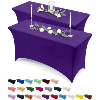 Utopia Kitchen 2 Pacote de toalhas de mesa retangulares de poliéster (6 pés 183 cm) elásticas de elastano, cobre mesas para casamentos, bares, artesanato, exposições (roxo) Utopia Kitchen 2 Pacote de toalhas de mesa retangulares de poliéster (6 pés 183 cm) elásticas de elastano, cobre mesas para casamentos, bares, artesanato, exposições (roxo)