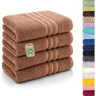 Lavea ® Conjunto de 4 toalhas de banho 50 x 100 cm em ondulação 100 % algodão, macias e absorventes, toalhas de mão e lavatório ideais para casa, hotel e SPA Lavea ® Conjunto de 4 toalhas de banho 50 x 100 cm em ondulação 100 % algodão, macias e absorventes, toalhas de mão e lavatório ideais para casa, hotel e SPA