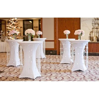 SINSSOWL 4 capas de elastano para mesas altas de 80 a 85 cm, cor branca, para mesa alta e mesa de bistrô como toalha de mesa SINSSOWL 4 capas de elastano para mesas altas de 80 a 85 cm, cor branca, para mesa alta e mesa de bistrô como toalha de mesa