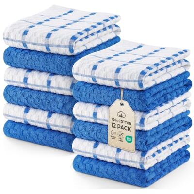 Utopia Towels Toalhas de cozinha, 38 x 64 cm, 100% algodão fio em anel, toalhas de prato super macias e absorventes, toalhas de chá e toalhas de barra, (embalagem de 12) (azul e branco) Utopia Towels Toalhas de cozinha, 38 x 64 cm, 100% algodão fio em anel, toalhas de prato super macias e absorventes, toalhas de chá e toalhas de barra, (embalagem de 12) (azul e branco)