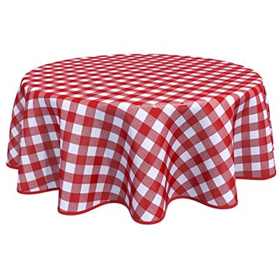 Home Direct Toalha de mesa redonda de PVC com estampado xadrez Gingham, fácil de limpar, 160 cm / 62" vermelha Home Direct Toalha de mesa redonda de PVC com estampado xadrez Gingham, fácil de limpar, 160 cm / 62" vermelha