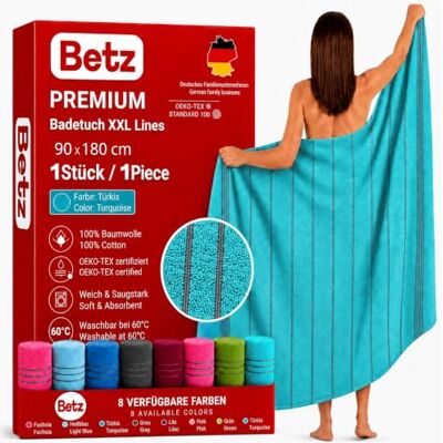 Betz Lines XXL Toalha de banho toalha de praia grande toalha de sauna de algodão 100 % toalha de espreguiçadeira 90 x 180 cm turquesa Betz Lines XXL Toalha de banho toalha de praia grande toalha de sauna de algodão 100 % toalha de espreguiçadeira 90 x 180 cm turquesa