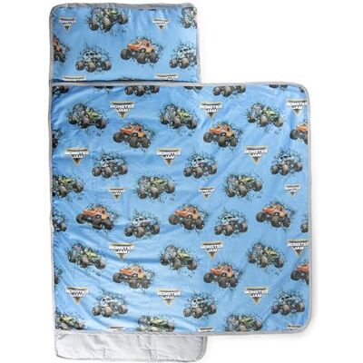 Jay Franco Tapete dobrável para sesta infantil, saco de dormir infantil tipo manta de camiões com almofada para berçário e festas Jay Franco Tapete dobrável para sesta infantil, saco de dormir infantil tipo manta de camiões com almofada para berçário e festas