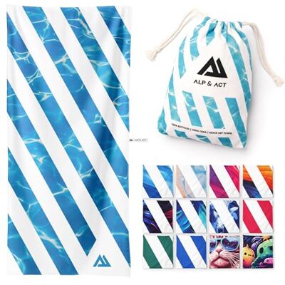 ALP & ACT Toalha de praia XXL 200 x 90 cm, microfibra 100% reciclada, ultraleve e de secagem rápida, toalha grande para férias, piscina e praia, pano compacto turquesa ALP & ACT Toalha de praia XXL 200 x 90 cm, microfibra 100% reciclada, ultraleve e de secagem rápida, toalha grande para férias, piscina e praia, pano compacto turquesa