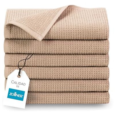 ZOLLNER Conjunto de 6 toalhas de 50 x 70 cm: Toalhas de encaracolado duráveis em cor bege, com pendente prático, design temporário de ninho de abelha, lavável até 95 °C, algodão, qualidade de hotel ZOLLNER Conjunto de 6 toalhas de 50 x 70 cm: Toalhas de encaracolado duráveis em cor bege, com pendente prático, design temporário de ninho de abelha, lavável até 95 °C, algodão, qualidade de hotel